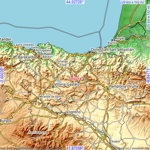 Topographic map of Segura