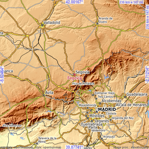 Topographic map of Segovia