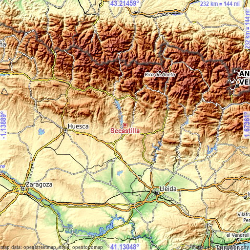 Topographic map of Secastilla