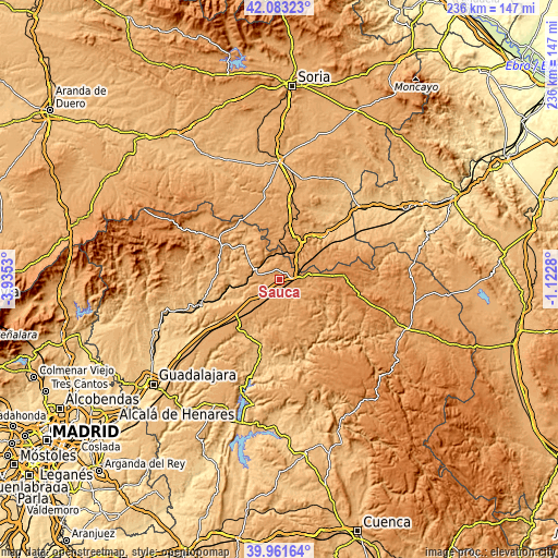 Topographic map of Saúca