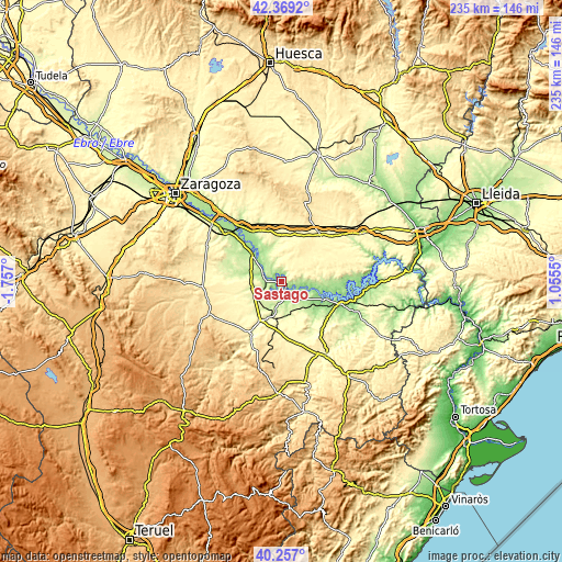 Topographic map of Sástago