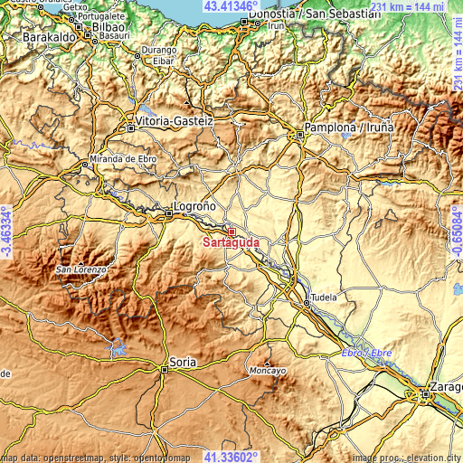 Topographic map of Sartaguda