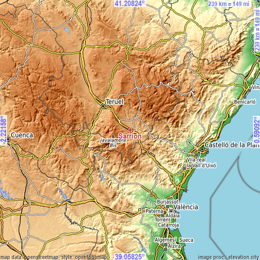 Topographic map of Sarrión