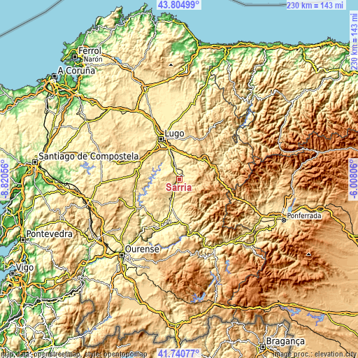 Topographic map of Sarria