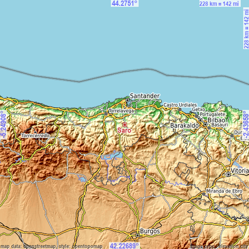 Topographic map of Saro