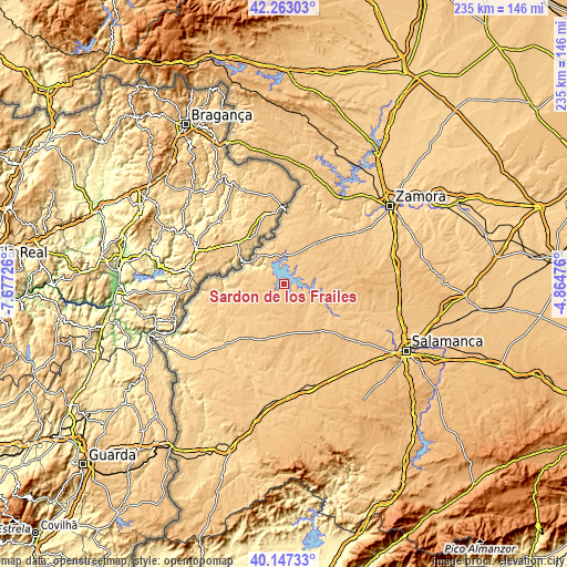 Topographic map of Sardón de los Frailes