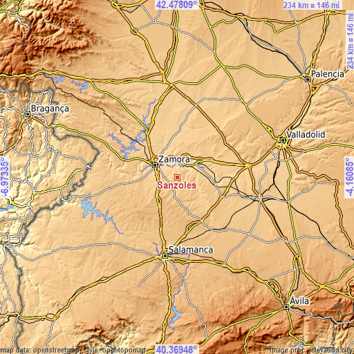 Topographic map of Sanzoles
