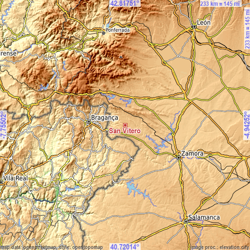 Topographic map of San Vitero