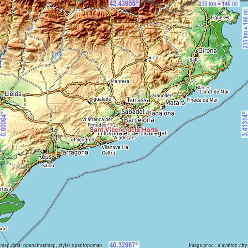 Topographic map of Sant Vicenç dels Horts