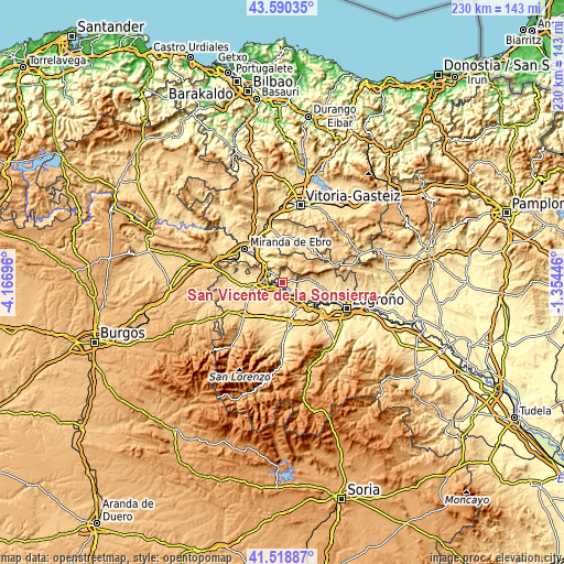 Topographic map of San Vicente de la Sonsierra