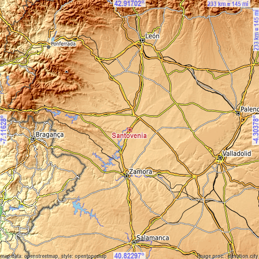 Topographic map of Santovenia