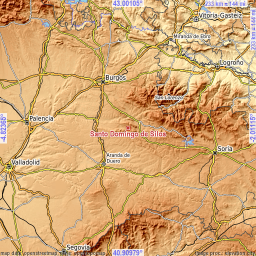 Topographic map of Santo Domingo de Silos