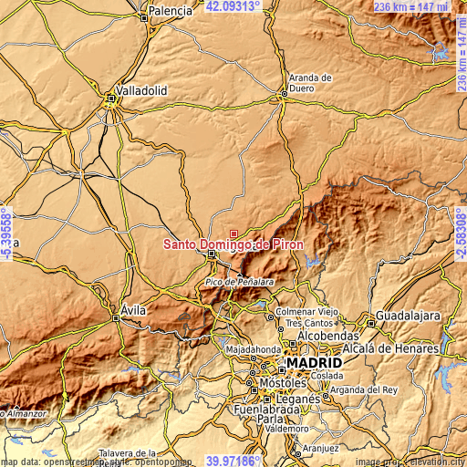 Topographic map of Santo Domingo de Pirón