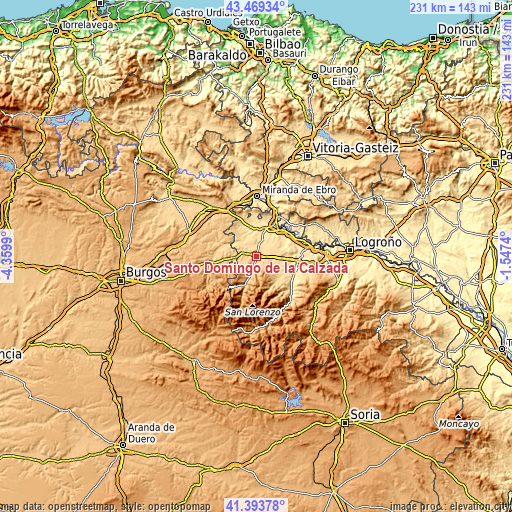 Topographic map of Santo Domingo de la Calzada