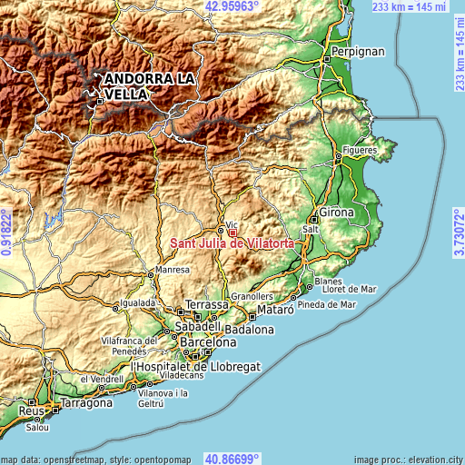 Topographic map of Sant Julià de Vilatorta