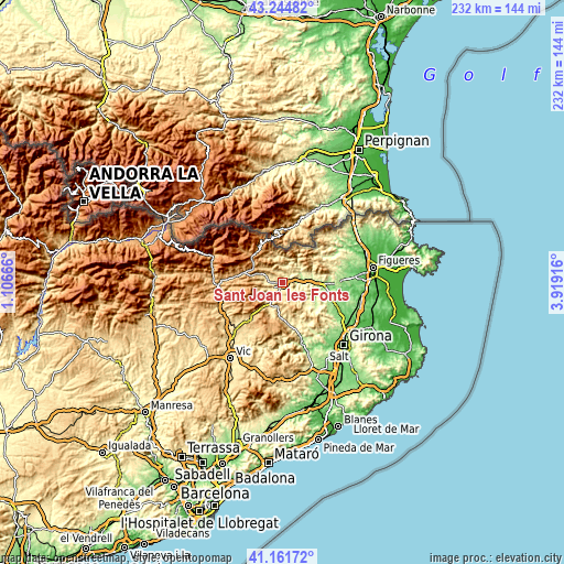 Topographic map of Sant Joan les Fonts