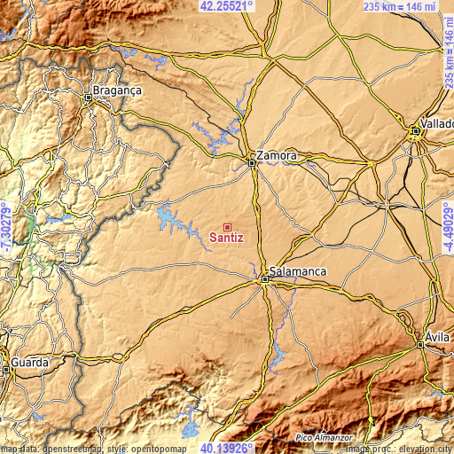 Topographic map of Santiz