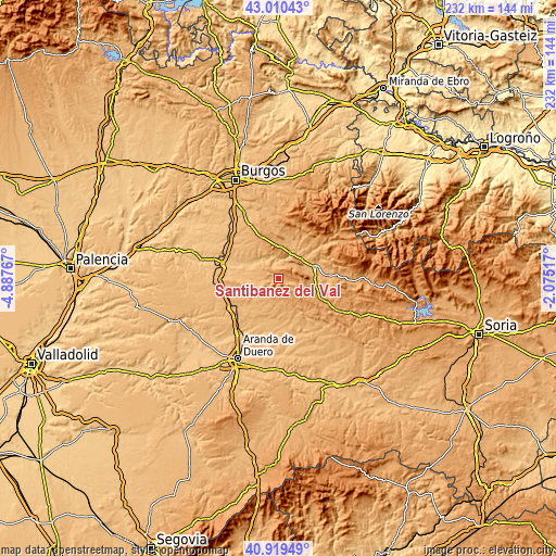 Topographic map of Santibáñez del Val