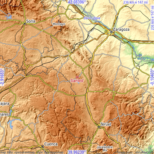 Topographic map of Santed