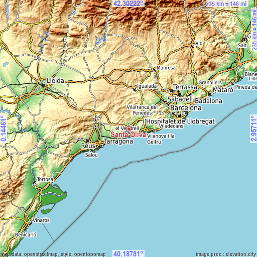 Topographic map of Santa Oliva