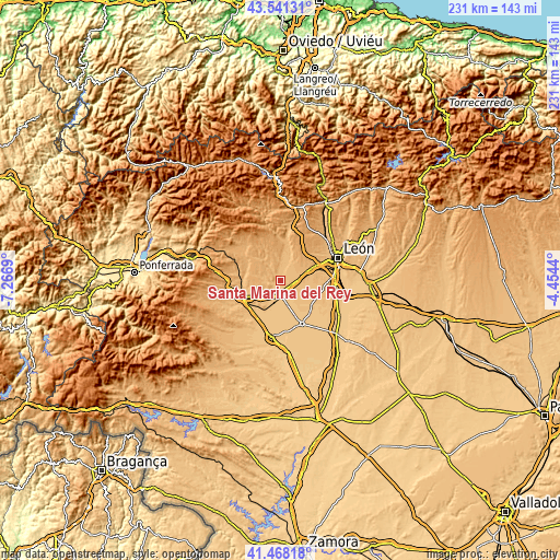 Topographic map of Santa Marina del Rey