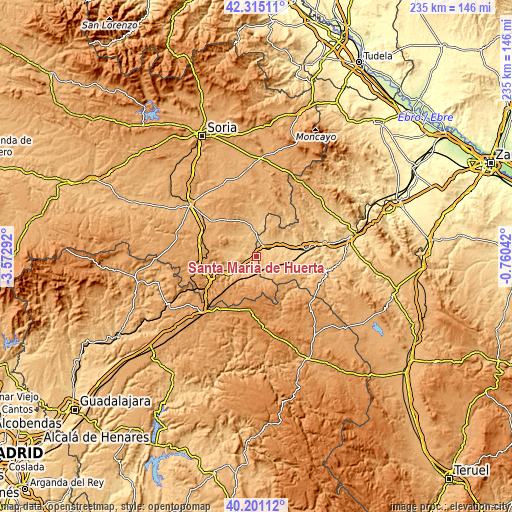 Topographic map of Santa María de Huerta