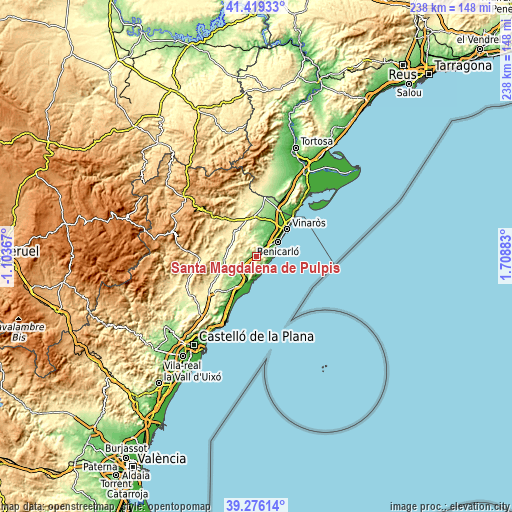 Topographic map of Santa Magdalena de Pulpis