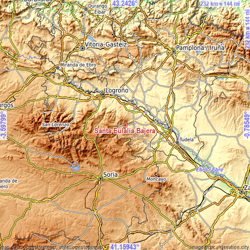 Topographic map of Santa Eulalia Bajera