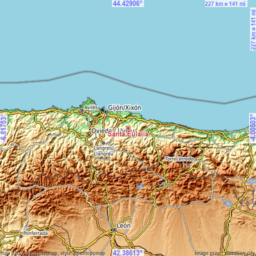 Topographic map of Santa Eulalia