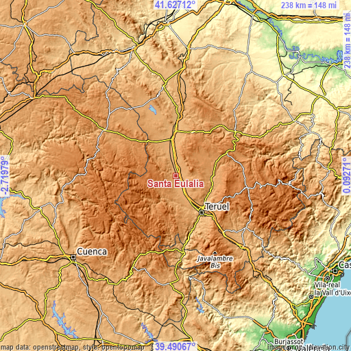 Topographic map of Santa Eulalia