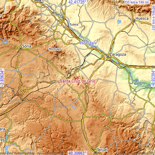 Topographic map of Santa Cruz de Grío