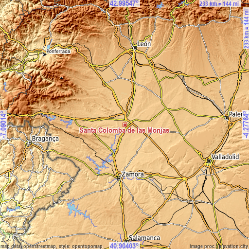 Topographic map of Santa Colomba de las Monjas