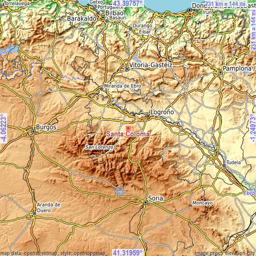 Topographic map of Santa Coloma