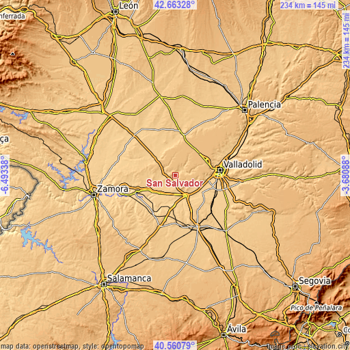 Topographic map of San Salvador