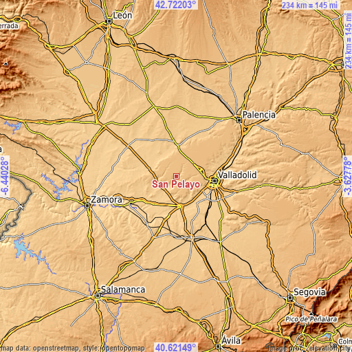 Topographic map of San Pelayo