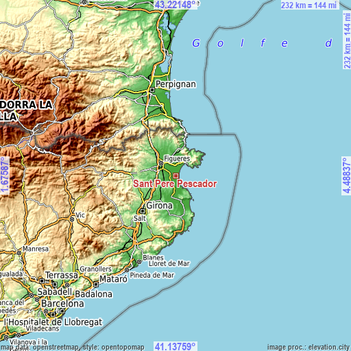 Topographic map of Sant Pere Pescador