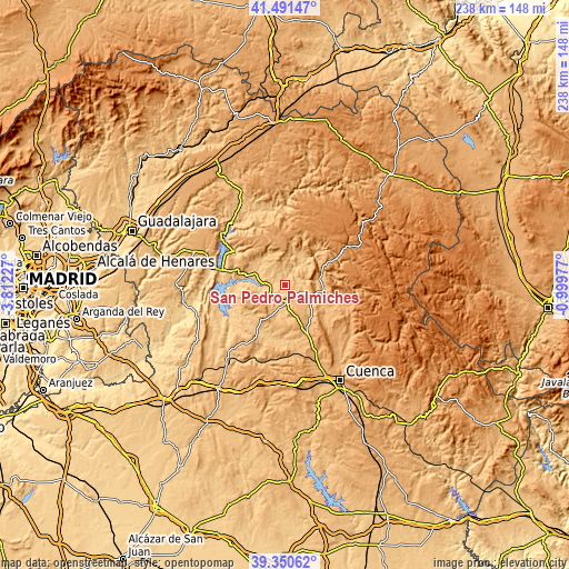 Topographic map of San Pedro Palmiches