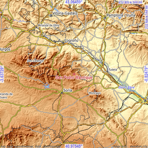 Topographic map of San Pedro Manrique