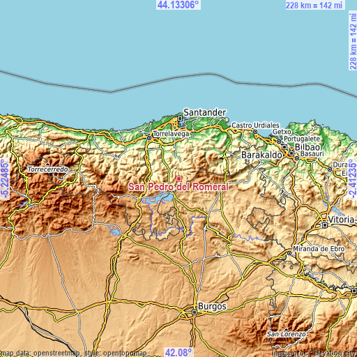 Topographic map of San Pedro del Romeral