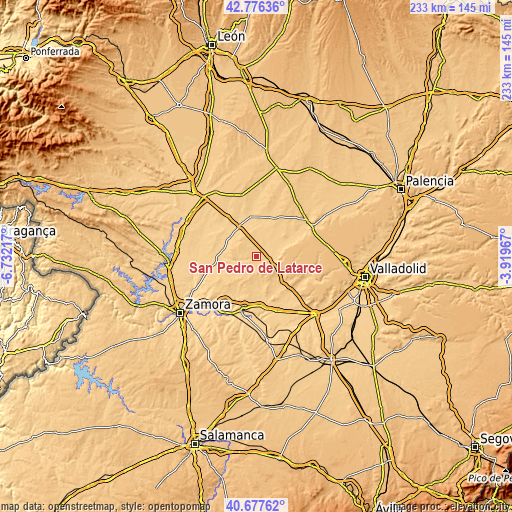 Topographic map of San Pedro de Latarce