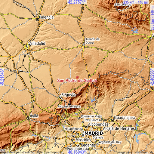 Topographic map of San Pedro de Gaíllos