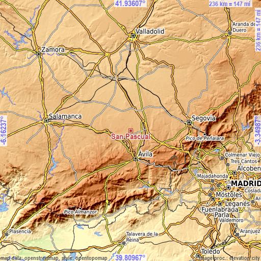 Topographic map of San Pascual