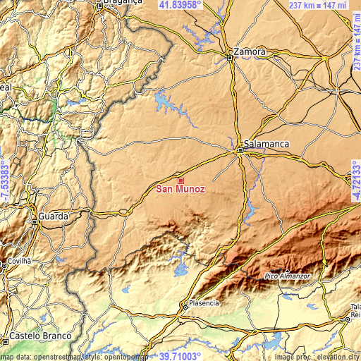 Topographic map of San Muñoz