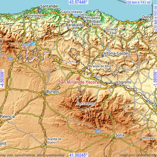 Topographic map of San Millán de Yécora