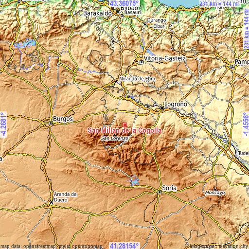 Topographic map of San Millán de la Cogolla