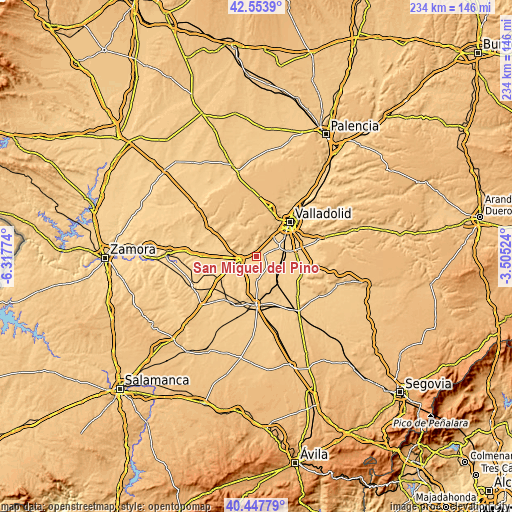 Topographic map of San Miguel del Pino