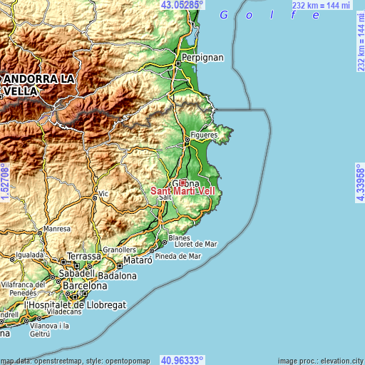 Topographic map of Sant Martí Vell