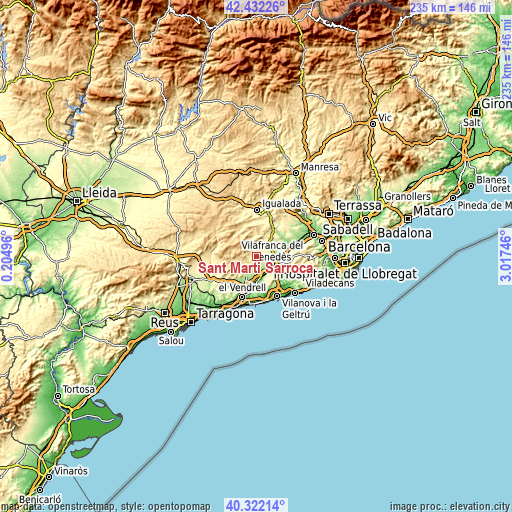 Topographic map of Sant Martí Sarroca