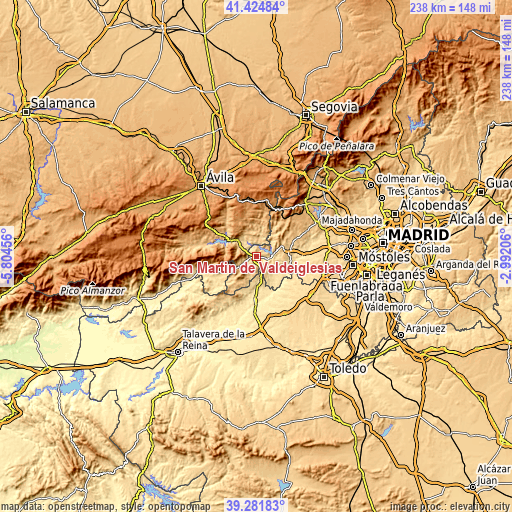 Topographic map of San Martín de Valdeiglesias