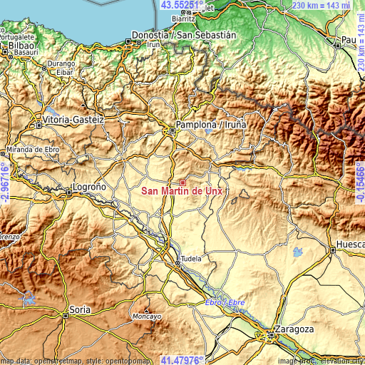 Topographic map of San Martín de Unx